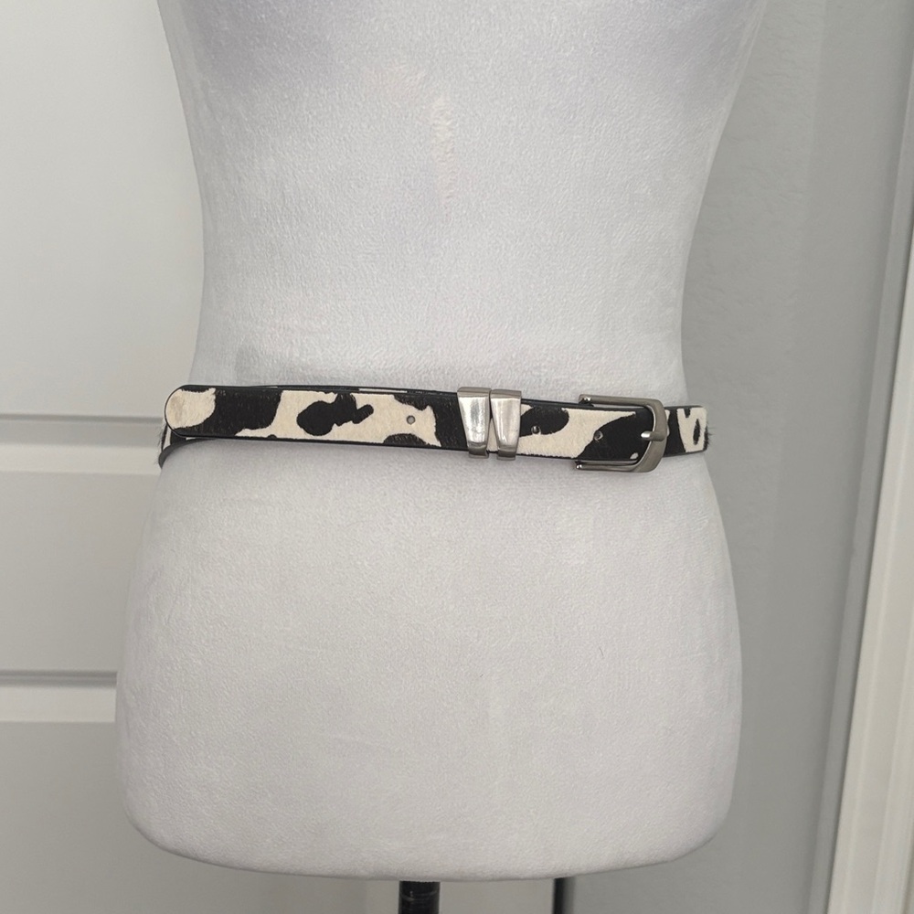 Stylish Black and White Belt hundred percent leather hair on hide